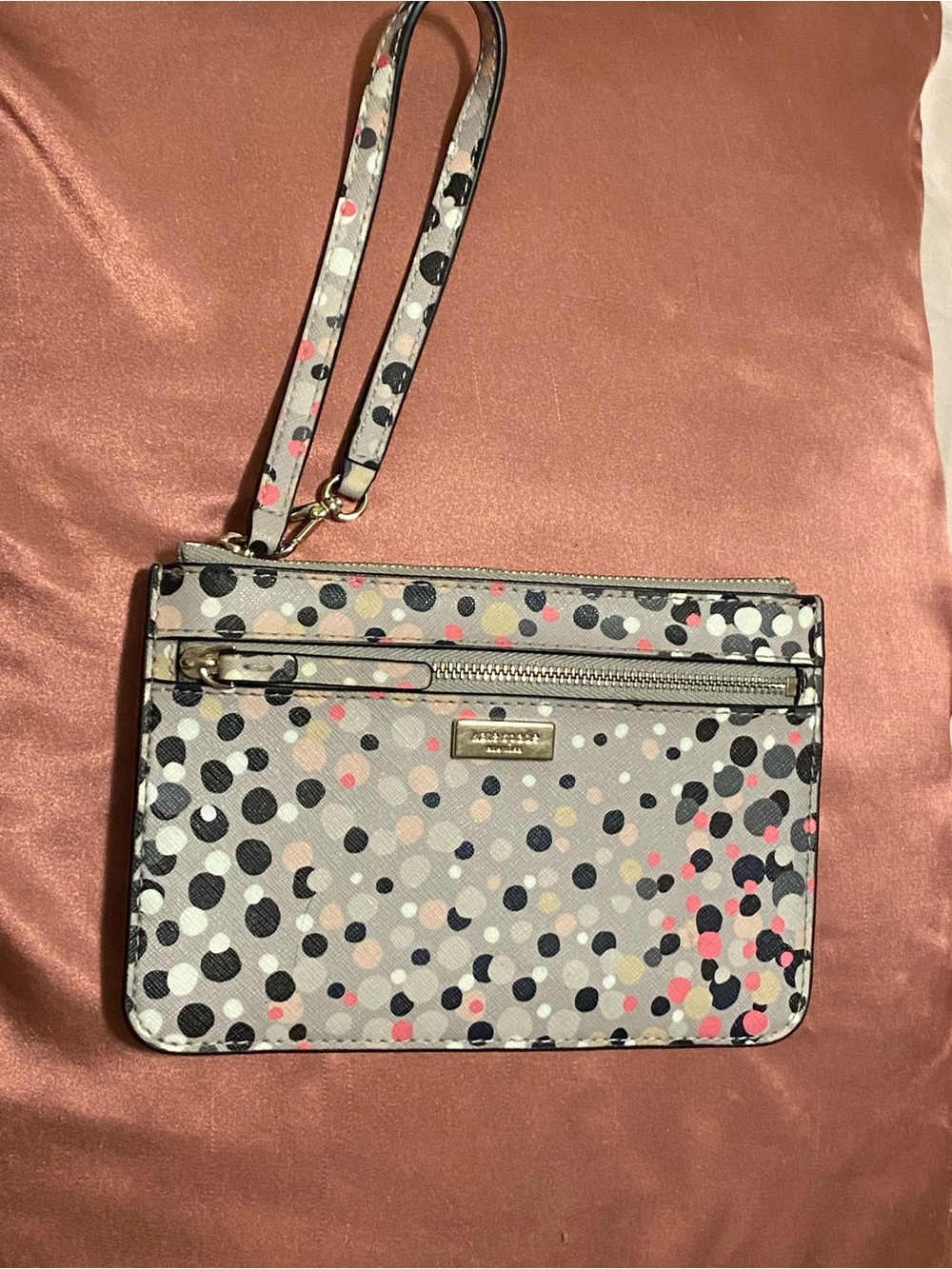 Kate Spade Polka Dot Wristlet Clutch - Gray with Multicolor Dots